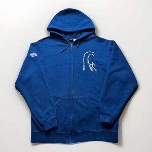 Vintage Y2K Quiksilver Hoodie Mens Medium Navy Full Zip Surfwear Hawaii